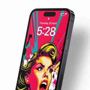 Pop Art iPhone Wallpaper • iPhone / Android Background image • Pop Art Illustration Phone Lock Screen • Phone Wallpaper • Instant Download