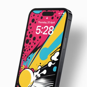 Pop Art iPhone Wallpaper • iPhone / Android Background image • Pop Art Illustration Phone Lock Screen • Phone Wallpaper • Instant Download