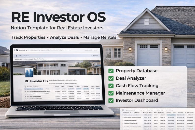 RE Investor OS Notion Template | Rental Property Tracker, Deal Analyzer ...