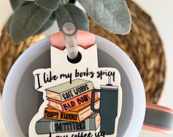 I like my books spicy and my coffee icy lid topper Stanley Lid Topper 40 oz lid topper Book Lover Stanley Tumbler