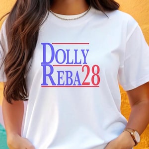 Dolly Reba &#39;28 Shirt - Countrymusik Präsident der Wahl T-Shirt Vintage Western Grafik T-Shirt Lustiges Wahlkampf Shirt
