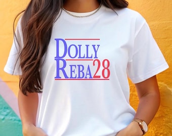 Dolly Reba ’28 Shirt, Country Music President Election Tee, Vintage Western Graphic T-Shirt, Funny Campaign Shirt, Country Concert Shirt