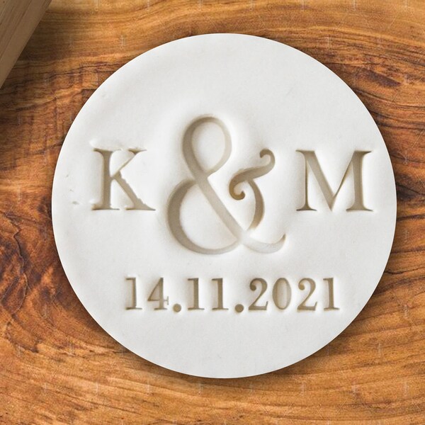 Custom Wedding Initials | Date Cookie Biscuit Stamp | Cupcakes Stencil Clay