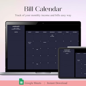 Bill Tracker Spreadsheet, Excel Google Sheets Bill Calendar, Monthly Bill Planner, Excel budget Template, Financial Planner, Finance Planner