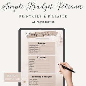 Budget Planer druckbar, Budget Planer ausfüllbar, Budget Planer, Budget Planer für Arbeit/Zuhause, Sofort Download PDF, A4, A5, US Letter