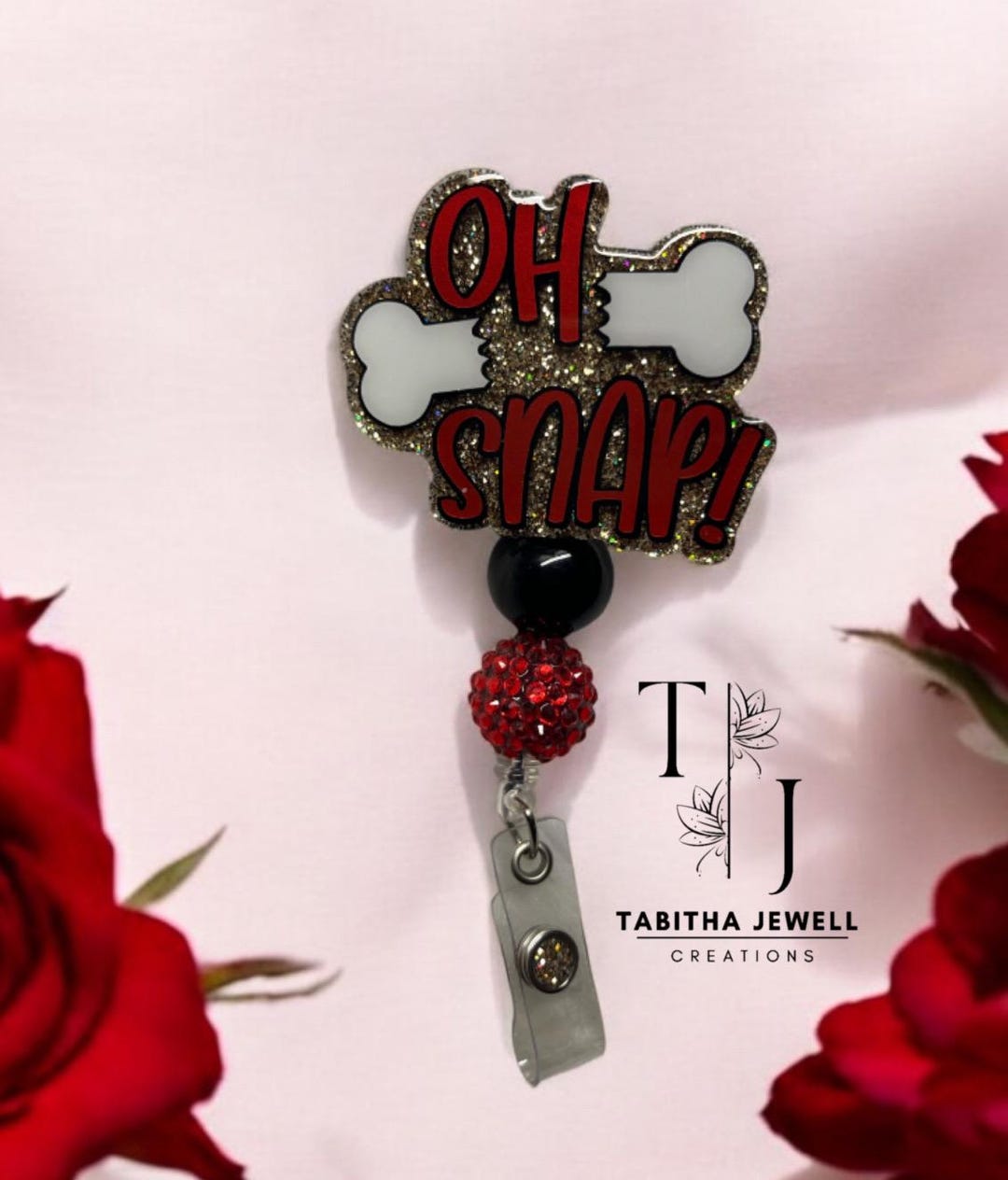 OH Snap Bone Badge Reel: Orthopedic Healthcare ID, Glitter Accent - Etsy