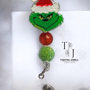 Handmade Grinch Christmas Badge Reel: Holiday Fun