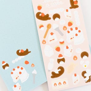folha de adesivos foscos para bolo de morango - adesivos decorativos fofos de lontra para diário, planejador, polco, cartas para amigos por correspondência, papelaria