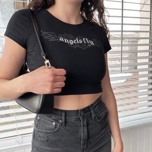 Angels Fly Louis Tomlinson Y2k Crop Baby Tee in Black Etsy