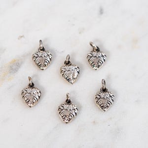 Small Sterling Silver Victorian Style Heart Charm, 9mm, 1pc