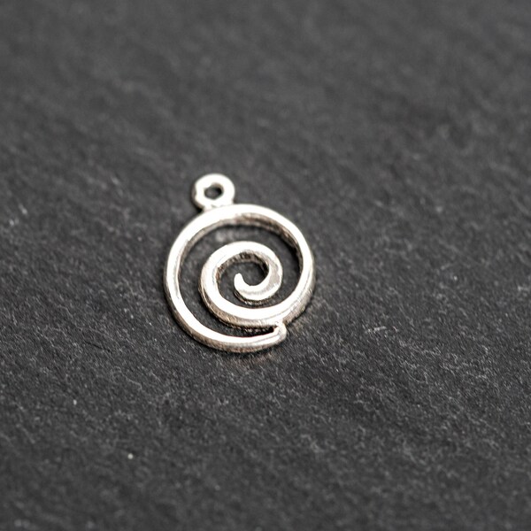 Sterling Silver Swirl Charm, Sterling Silver Spiral Charm, 925 Silver, Thailand Silver, 10x10mm, 1pc