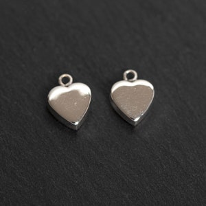 Sterling Silver Heart Charm, Sterling Heart, Love Pendant, Family Pendant, 925 Silver, 10x10mm, 1pc