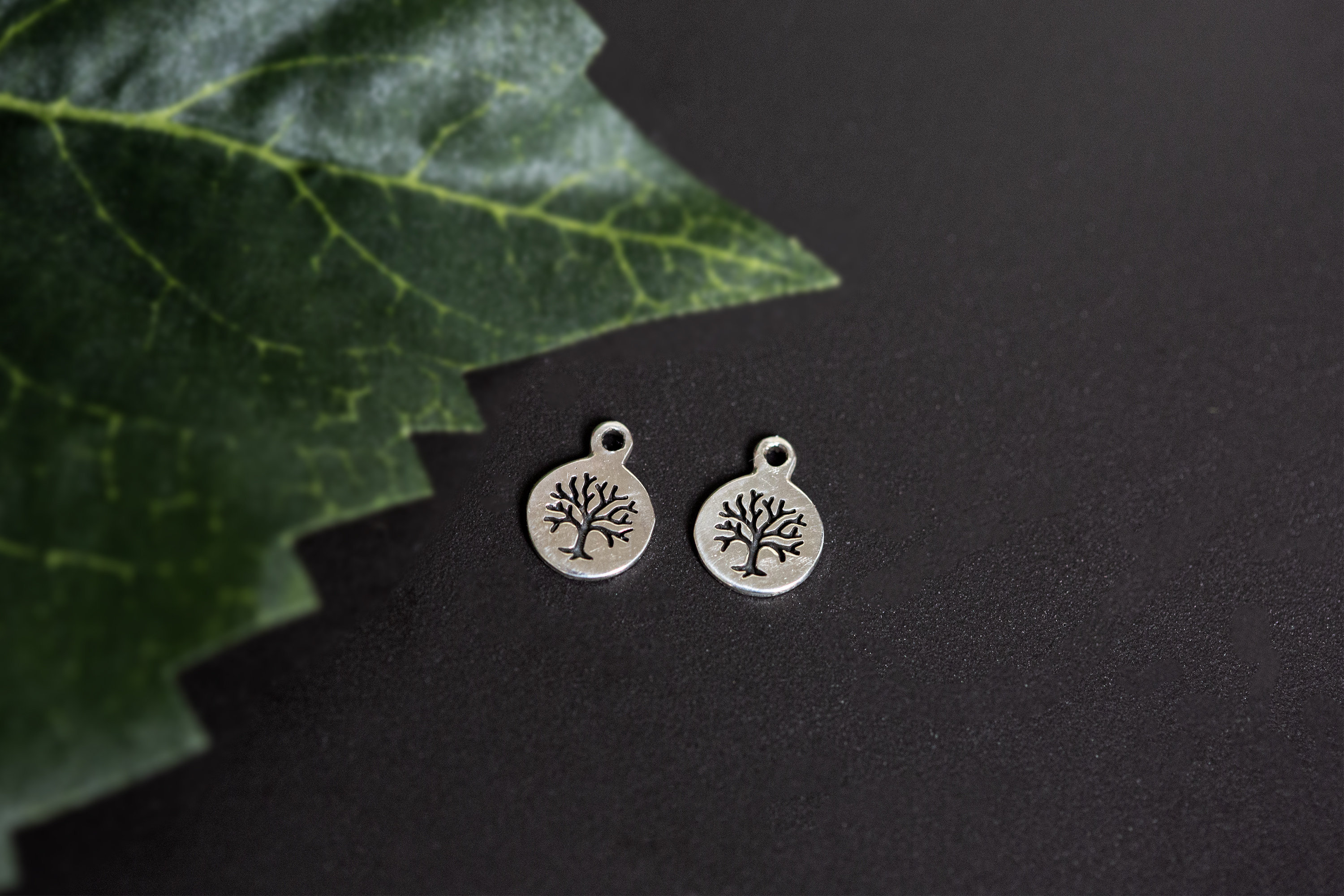 Sterling Silver Tree Charm, Tree of Life Charm, Sterling Family Tree Charm, Tiny Tree Charm, 925 Silver, Stamped Charm, 7.6mm, 1pc