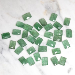Loose Green Strawberry Quartz Pillow Bead, Green Gemstone Bead, Center Drilled Gemstone, DIY Jewelry Supply 7x10mm, 2pcs