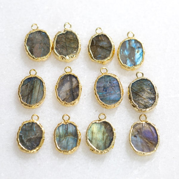 Labradorite Gemstone, Rough Edge Gemstone Pendant, Bezeled Gemstone Pendant, Gemstone Slice Pendant, Gemstones For Necklaces, mm, 129
