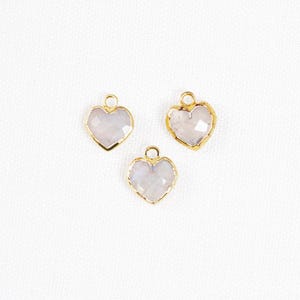 Small Rainbow Moonstone Heart Charm, 18k Gold Plated, Iridescent Heart, 9mm, 1pc image 6