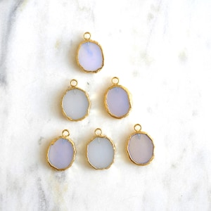 Opal Pendant, Raw Edge Gemstone Pendant, Bezeled Gemstone Pendant, Gemstone Slice Pendant, Gemstones For Necklaces, Manmade Opal, 12mm