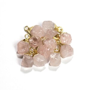 Raw Pale Rose Quartz Gemstone, Pink Gemstone, Gold Gemstone, Dainty Gemstone Drop, For Necklaces, Jewelry Making Supply, 002 image 2