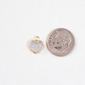Small Rainbow Moonstone Heart Charm, 18k Gold Plated, Iridescent Heart, 9mm, 1pc image 7