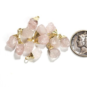 Raw Pale Rose Quartz Gemstone, Pink Gemstone, Gold Gemstone, Dainty Gemstone Drop, For Necklaces, Jewelry Making Supply, 002 image 5