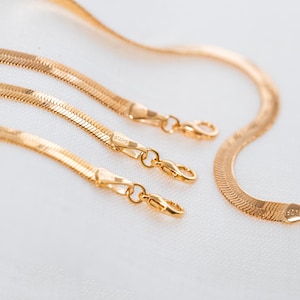 18k Gold filled Snake Chain, Herringbone Snake Chain, Flat Gold Filled Snake Chain, Finished Necklace Chain, Necklace, 4mm, N15