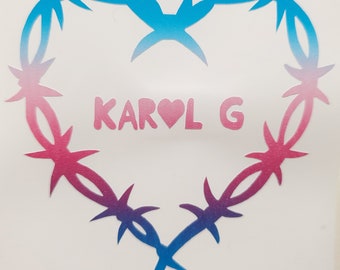 thumbnail interactive-video image 1 of Karol G Barbed Wire Pink Heart Sticker – Vinyl Decal For Car Window Laptop Waterproof 1 of 3