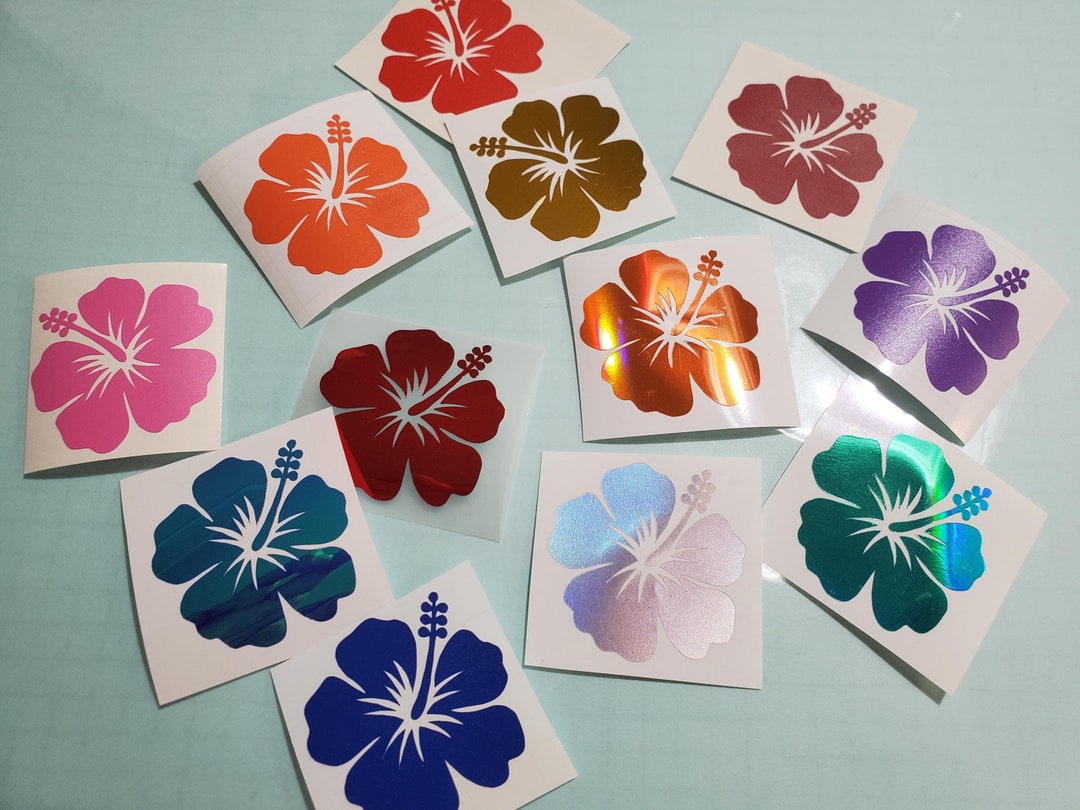 Hibiscus Hawaiian Flower Holographic Or Matte Sticker Vinyl Decal Car hibiscus-hawaiian-flower-holographic-or-matte-sticker-vinyl-decal-car