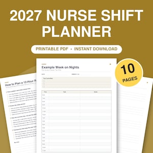 2027 Nurse Shift Planner Printable, 12 Hour Shift Planner PDF, Night Shift Schedule, CEU Log, Nurse Gift, RN Lpn Student Nurse