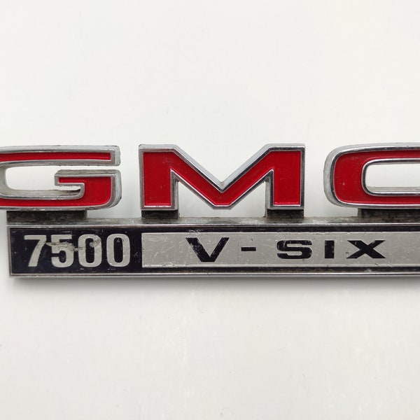 Emblem gmc 7500 v-six 1967-1972 truck part genuine classic