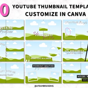 50 Youtube Thumbnail Templates for Influencers Kit, DIY Editable Canva ...