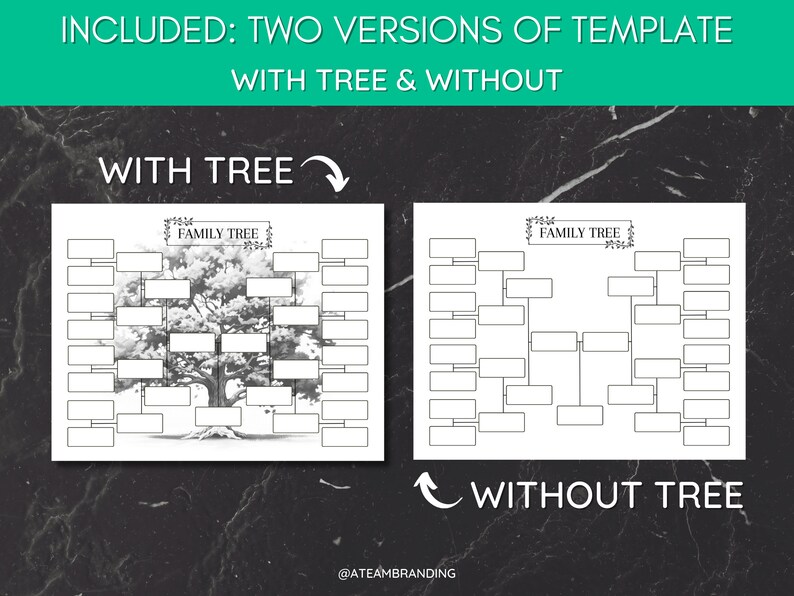 Family Tree Template, 5 Generations, Genealogy Chart, Pedigree Chart