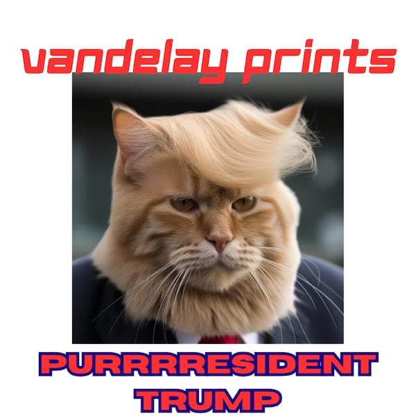 Purrrresident Donald Trump Digital Print | Funny Cat Clipart | Presidential Humor | 300 DPI