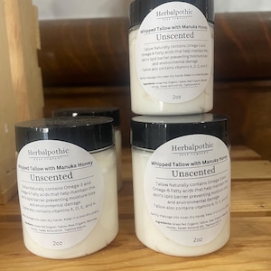 Whipped Tallow with Manuka Honey unscented Organic 2oz tub