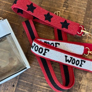 Red and Black Beaded Purse Straps