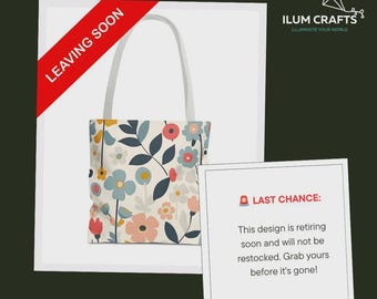 Retro Floral Tote Bag, Colorful Flower Market Bag