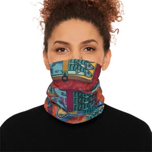 Sardines Neck Gaiter, Fish Print Face Covering, Ocean Lover Gift, Sea Life Neck Warmer, Fishing Face Mask, Marine Wildlife Scarf