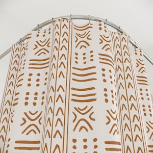 Mudcloth Shower Curtain, Boho Bathroom Decor