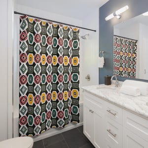 Geometric Pattern Shower Curtain, Modern Bathroom Decor