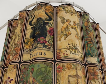 Vintage Zodiac Shower Curtain: Astrology Bathroom Decor