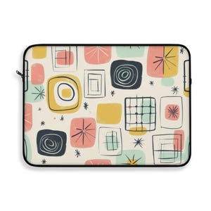 Mid-Century Modern Laptop Sleeve, Geometric Pattern Laptop Case, Laptop Protection
