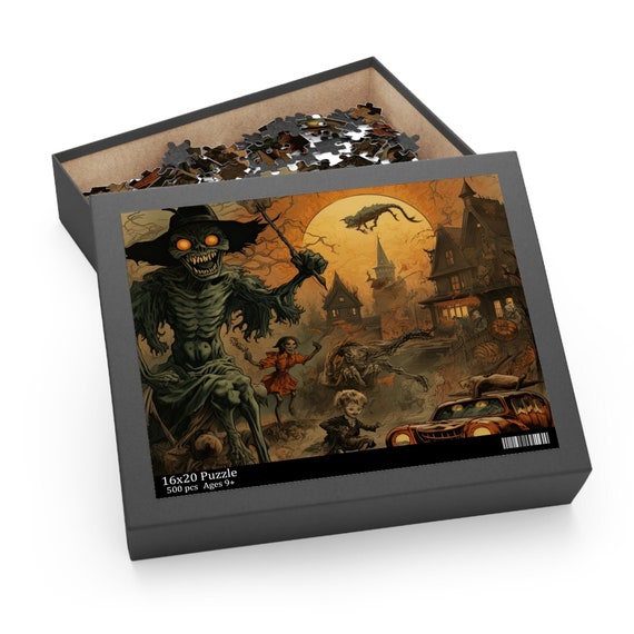 Spooky Town Halloween Puzzle - 120, 252, or 500 pieces