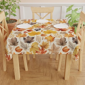 Autumn Leaves Tablecloth, Fall Foliage Dining Decor