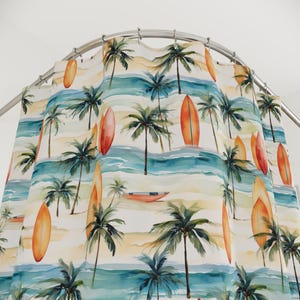Beach Vibes Shower Curtain, Tropical Bathroom Decor