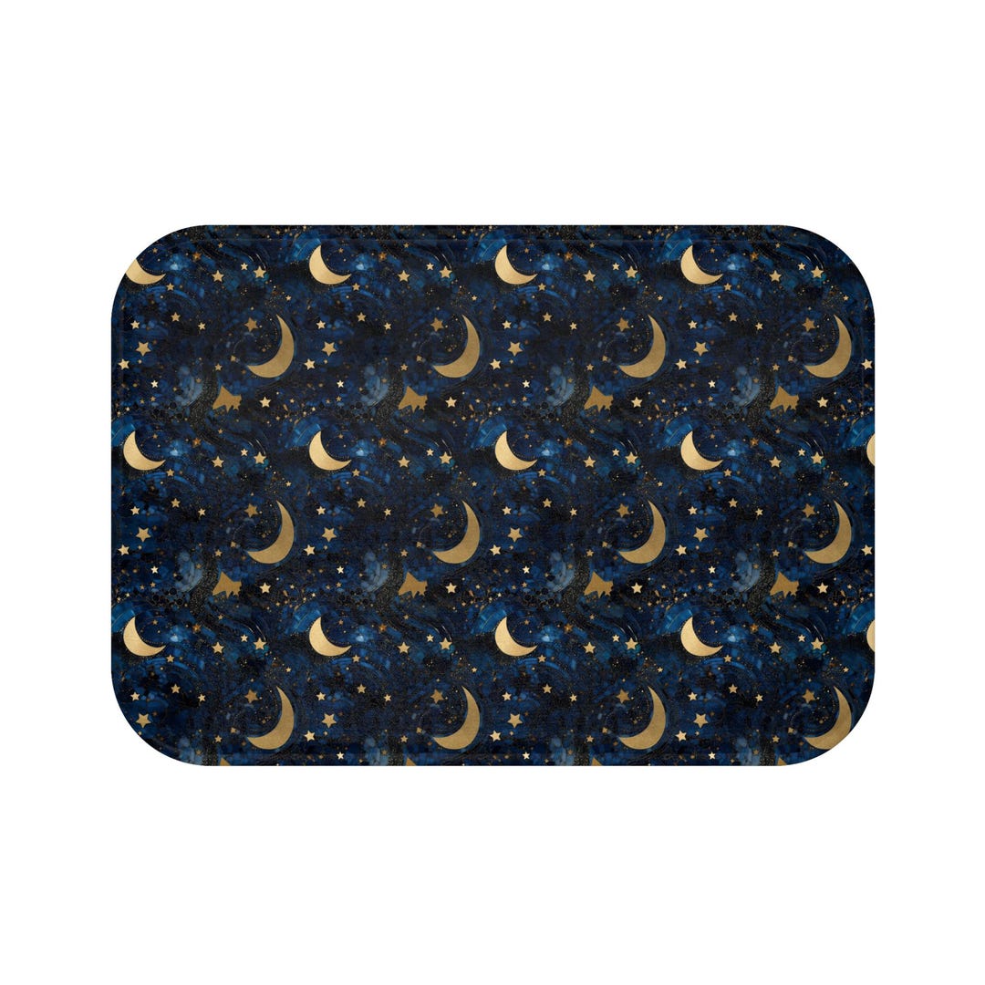 Moons and Stars Bath Mat | Celestial Bathroom Rug, Night Sky Moon ...