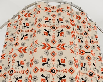 Folk Art Shower Curtain: Scandinavian Geometric Design