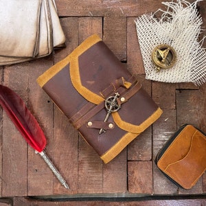 Peeled Leather Personalized Handmade Vintage Style Journal, Leather Bound Journal Sketchbook Antique Deckle Edge Paper Halloween Notebook
