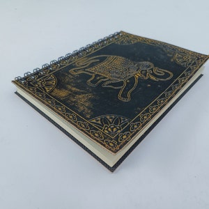 Customized Handmade Spiral Leather Journal Traditional Elephant Design Notebook & Sketchbook, Best Christmas Gift, New Year gift