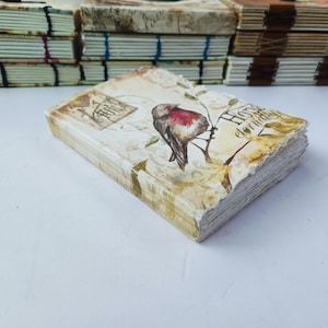 Diario impreso de gorrión hecho a mano con cartón Papel blanco sin rayas con bordes desbarbados hecho a mano