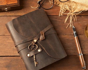 Personalized Vintage Handmade Leather Journal Deckle Edge Paper, Customize Sketchbook, Christmas Gift