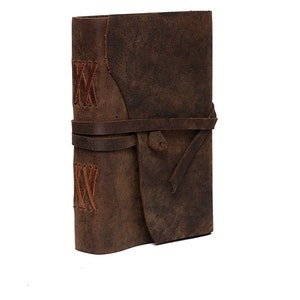 Diario in pelle vintage personalizzato con chiusura a strappo in pelle e carta con bordo frastagliato fatta a mano, album da disegno personalizzato, regalo per la festa della mamma, Eid